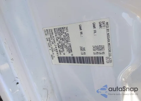 2019 Nissan Altima 2.5 Sr z USA, uszkodzony, nr VIN 1N4BL4CVXKC244891